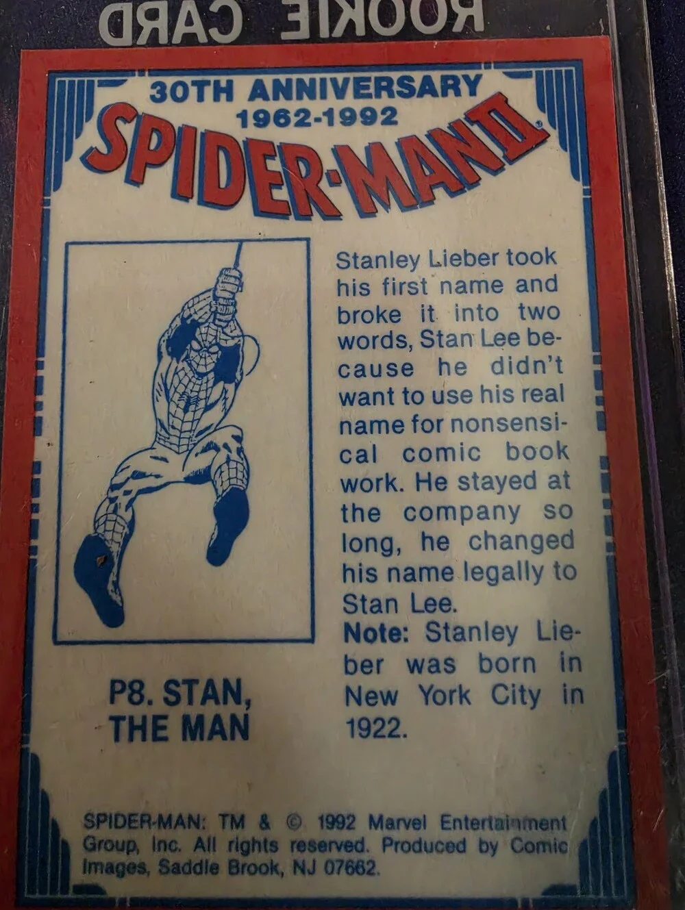 1992 Spider-Man 30th Anniversary Card Stan The Man Holographic Holo Comic